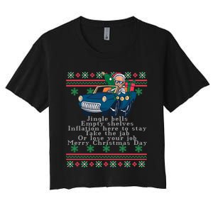 Jingle Joe Biden Funny Santa Trump Ugly Christmas Sweater Women's Crop Top Tee