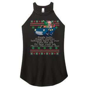 Jingle Joe Biden Funny Santa Trump Ugly Christmas Sweater Women's Perfect Tri Rocker Tank