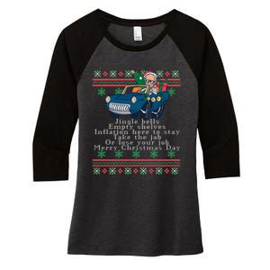 Jingle Joe Biden Funny Santa Trump Ugly Christmas Sweater Women's Tri-Blend 3/4-Sleeve Raglan Shirt