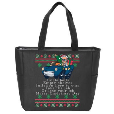 Jingle Joe Biden Funny Santa Trump Ugly Christmas Sweater Zip Tote Bag