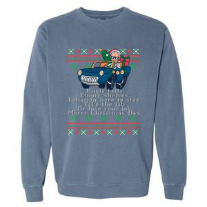 Jingle Joe Biden Funny Santa Trump Ugly Christmas Sweater Garment-Dyed Sweatshirt