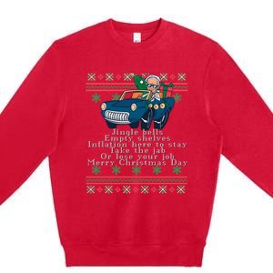 Jingle Joe Biden Funny Santa Trump Ugly Christmas Sweater Premium Crewneck Sweatshirt