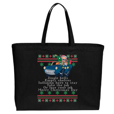 Jingle Joe Biden Funny Santa Trump Ugly Christmas Sweater Cotton Canvas Jumbo Tote