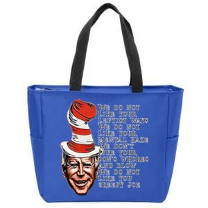 Jingle Joe Biden Xmas Rhyme Trump Ugly Christmas Sweater Gift Zip Tote Bag