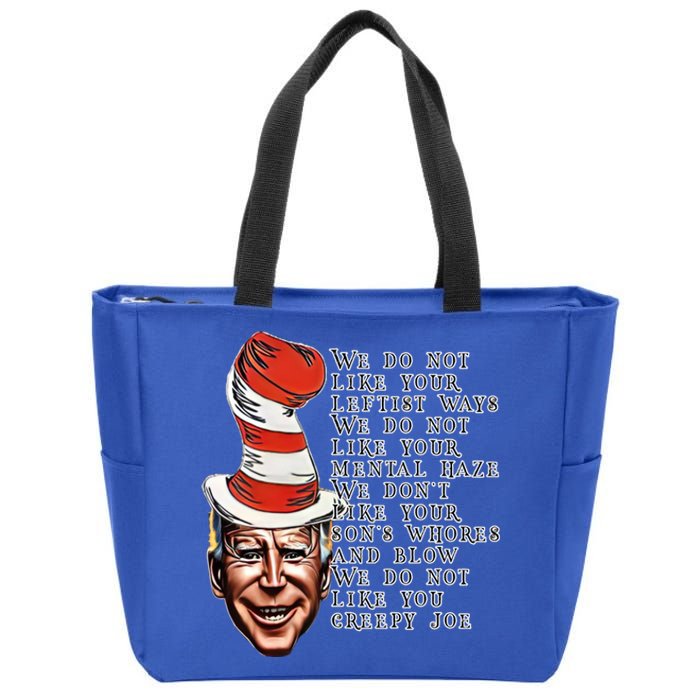 Jingle Joe Biden Xmas Rhyme Trump Ugly Christmas Sweater Gift Zip Tote Bag