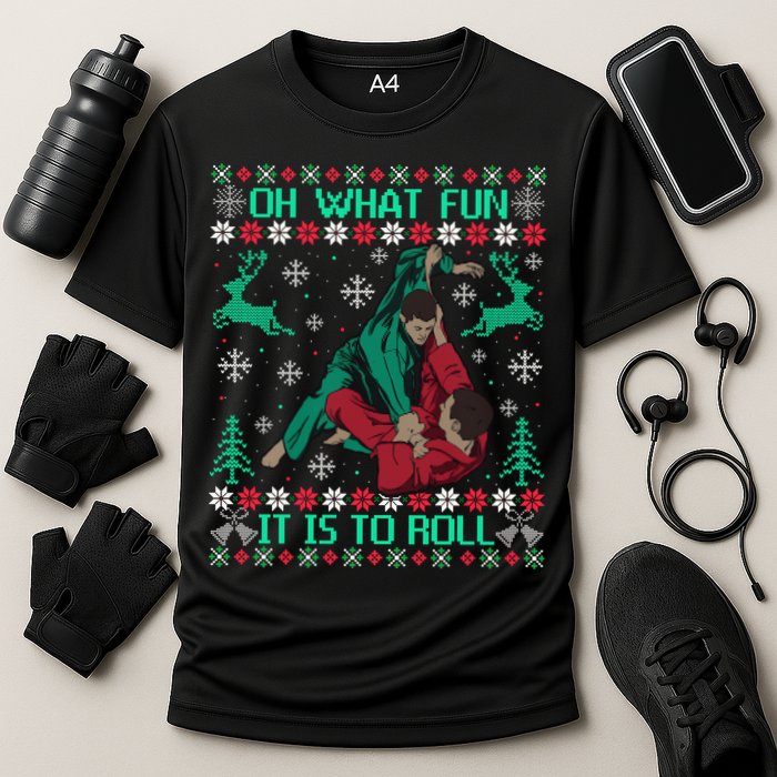 Jiu Jitsu Bjj Ugly Christmas Sweater Mma Funny Xmas Sweater Cooling Performance Crew T-Shirt