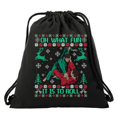 Jiu Jitsu Bjj Ugly Christmas Sweater Mma Funny Xmas Sweater Drawstring Bag