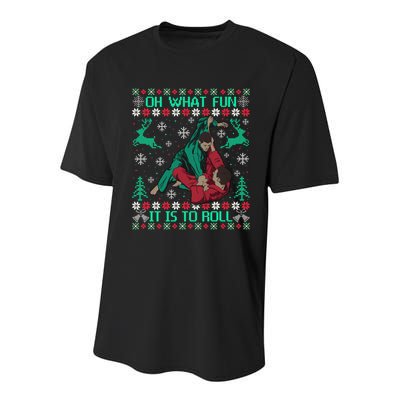 Jiu Jitsu Bjj Ugly Christmas Sweater Mma Funny Xmas Sweater Youth Performance Sprint T-Shirt