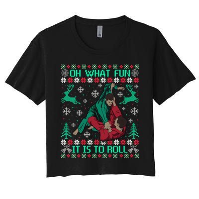 Jiu Jitsu Bjj Ugly Christmas Sweater Mma Funny Xmas Sweater Women's Crop Top Tee
