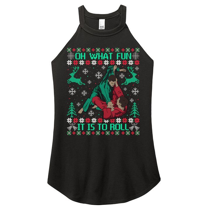 Jiu Jitsu Bjj Ugly Christmas Sweater Mma Funny Xmas Sweater Women's Perfect Tri Rocker Tank