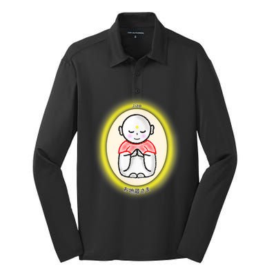 Jizo Japanese Bodhisattva Graphic Design Silk Touch Performance Long Sleeve Polo