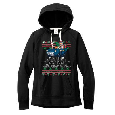 Jingle Joe Biden Funny Santa Trump Ugly Christmas Gift Women's Fleece Hoodie