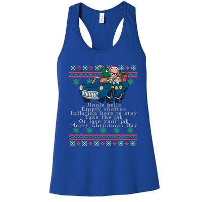 Jingle Joe Biden Funny Santa Trump Ugly Christmas Gift Women's Racerback Tank