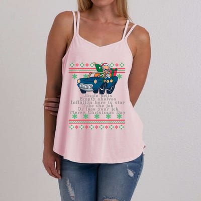 Jingle Joe Biden Funny Santa Trump Ugly Christmas Gift Women's Strappy Tank