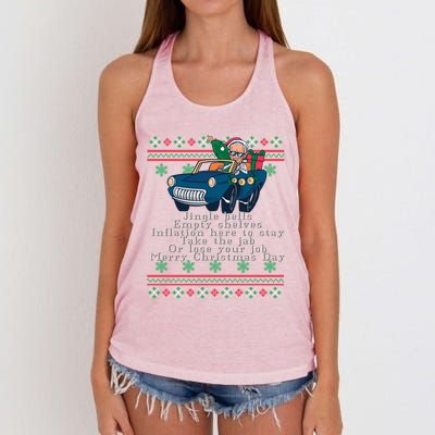 Jingle Joe Biden Funny Santa Trump Ugly Christmas Gift Women's Knotted Racerback Tank