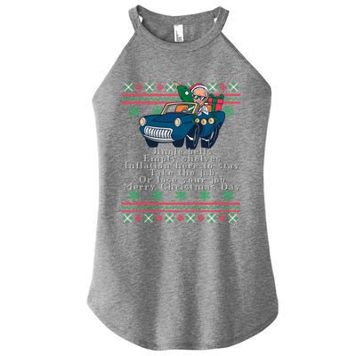 Jingle Joe Biden Funny Santa Trump Ugly Christmas Gift Women’s Perfect Tri Rocker Tank