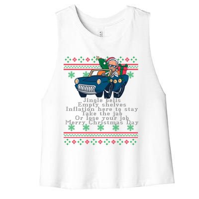 Jingle Joe Biden Funny Santa Trump Ugly Christmas Gift Women's Racerback Cropped Tank