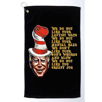 Jingle Joe Biden Xmas Rhyme Trump Fun Ugly Christmas Sweater Gift Platinum Collection Golf Towel