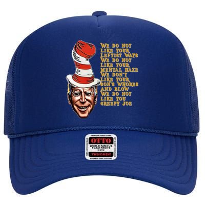 Jingle Joe Biden Xmas Rhyme Trump Fun Ugly Christmas Sweater Gift High Crown Mesh Back Trucker Hat