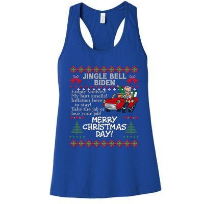 Jingle Joe Biden Xmas Carol Trump Ugly Christmas Sweater Gift Women's Racerback Tank