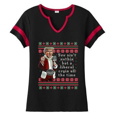 Jingle Joe Biden Xmas Carol Trump Ugly Christmas Sweater Gift Ladies Halftime Notch Neck Tee