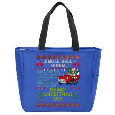 Jingle Joe Biden Xmas Carol Trump Ugly Christmas Sweater Gift Zip Tote Bag