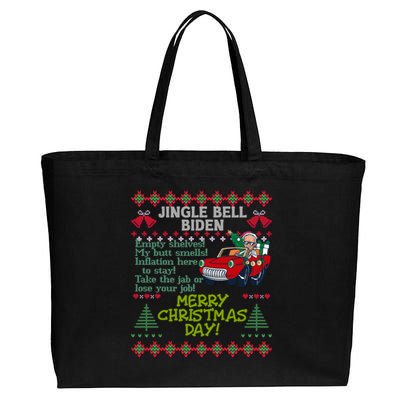 Jingle Joe Biden Xmas Carol Trump Ugly Christmas Sweater Gift Cotton Canvas Jumbo Tote