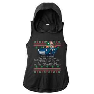 Jingle Joe Biden Funny Santa Trump Ugly Christmas Sweater Ladies PosiCharge Tri-Blend Wicking Draft Hoodie Tank