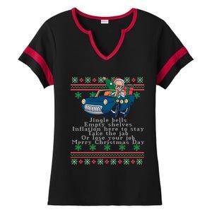 Jingle Joe Biden Funny Santa Trump Ugly Christmas Sweater Ladies Halftime Notch Neck Tee