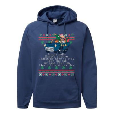 Jingle Joe Biden Funny Santa Trump Ugly Christmas Sweater Performance Fleece Hoodie