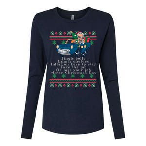 Jingle Joe Biden Funny Santa Trump Ugly Christmas Sweater Womens Cotton Relaxed Long Sleeve T-Shirt