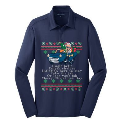 Jingle Joe Biden Funny Santa Trump Ugly Christmas Sweater Silk Touch Performance Long Sleeve Polo