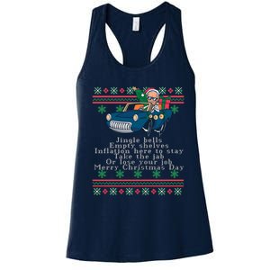 Jingle Joe Biden Funny Santa Trump Ugly Christmas Sweater Women's Racerback Tank