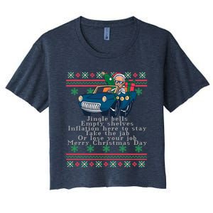 Jingle Joe Biden Funny Santa Trump Ugly Christmas Sweater Women's Crop Top Tee