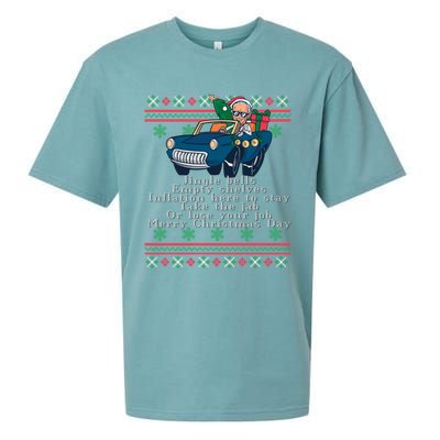 Jingle Joe Biden Funny Santa Trump Ugly Christmas Sweater Sueded Cloud Jersey T-Shirt