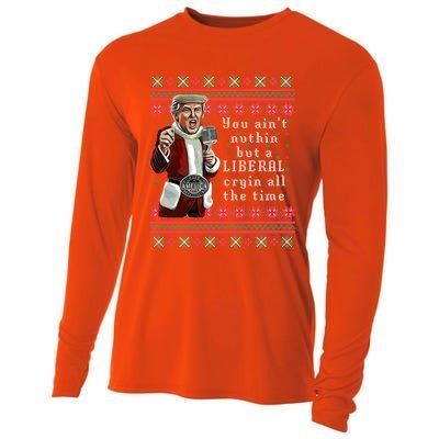 Jingle Joe Biden Xmas Carol Trump Ugly Christmas Sweater Gift Cooling Performance Long Sleeve Crew