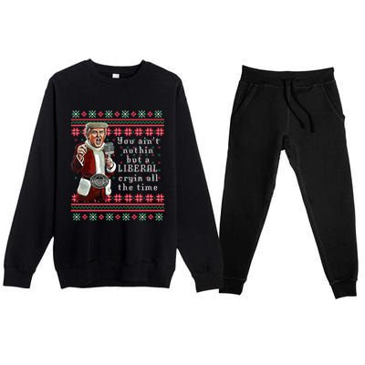 Jingle Joe Biden Xmas Carol Trump Ugly Christmas Sweater Gift Premium Crewneck Sweatsuit Set