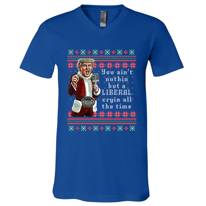 Jingle Joe Biden Xmas Carol Trump Ugly Christmas Sweater Gift V-Neck T-Shirt