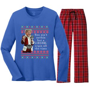 Jingle Joe Biden Xmas Carol Trump Ugly Christmas Sweater Gift Women's Long Sleeve Flannel Pajama Set 