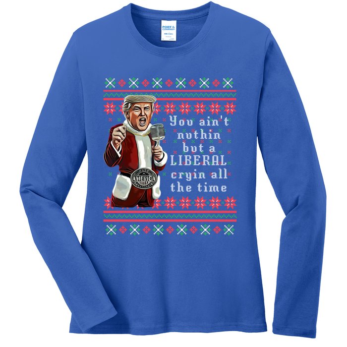 Jingle Joe Biden Xmas Carol Trump Ugly Christmas Sweater Gift Ladies Long Sleeve Shirt