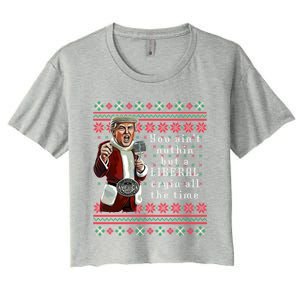 Jingle Joe Biden Xmas Carol Trump Ugly Christmas Sweater Gift Women's Crop Top Tee