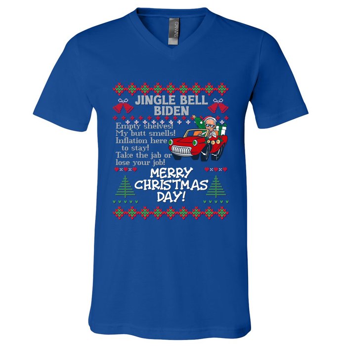 Jingle Joe Biden Xmas Carol Trump Ugly Christmas Sweater Meaningful Gift V-Neck T-Shirt