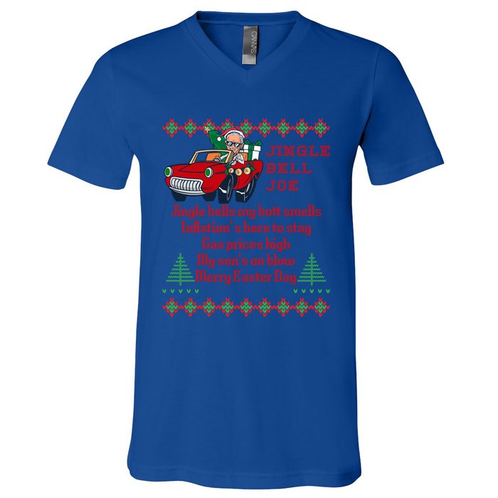 Jingle Joe Biden Xmas Carol Trump Ugly Christmas Sweater Cute Gift V-Neck T-Shirt