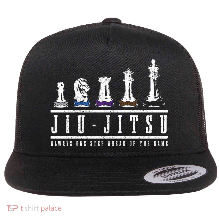 Jiu Jitsu Chess Black Belt Mma Mixed Martial Arts Gift Flatbill Hat