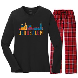 Jerusalem Jewish Country Israelite Israel Women's Long Sleeve Flannel Pajama Set 