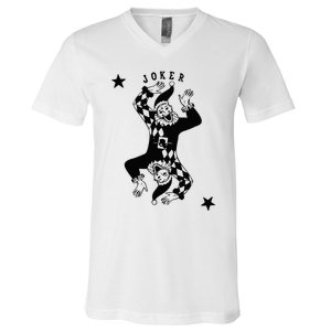 Joker Jester Clown Card Poker Playing Wild Card Gift V-Neck T-Shirt