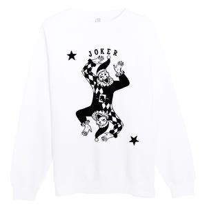 Joker Jester Clown Card Poker Playing Wild Card Gift Premium Crewneck Sweatshirt