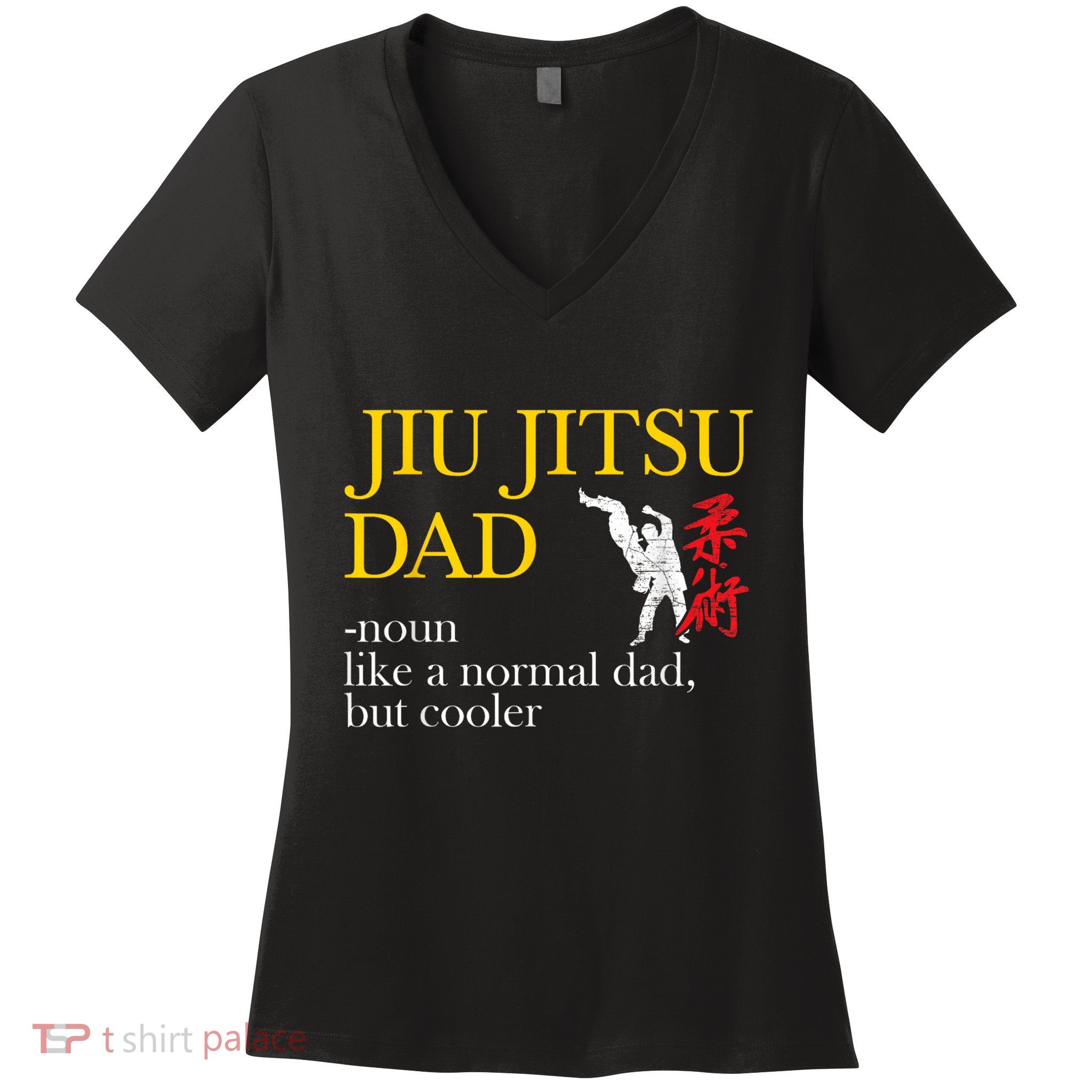 Jiu Jitsu Dad Noun Like A Normal Dad But Cooler Bbj Mma Women's V-Neck T-Shirt