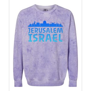 Jewish Jerusalem Design I Love Israel Colorblast Crewneck Sweatshirt