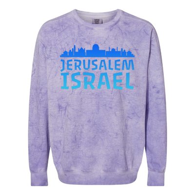 Jewish Jerusalem Design I Love Israel Colorblast Crewneck Sweatshirt